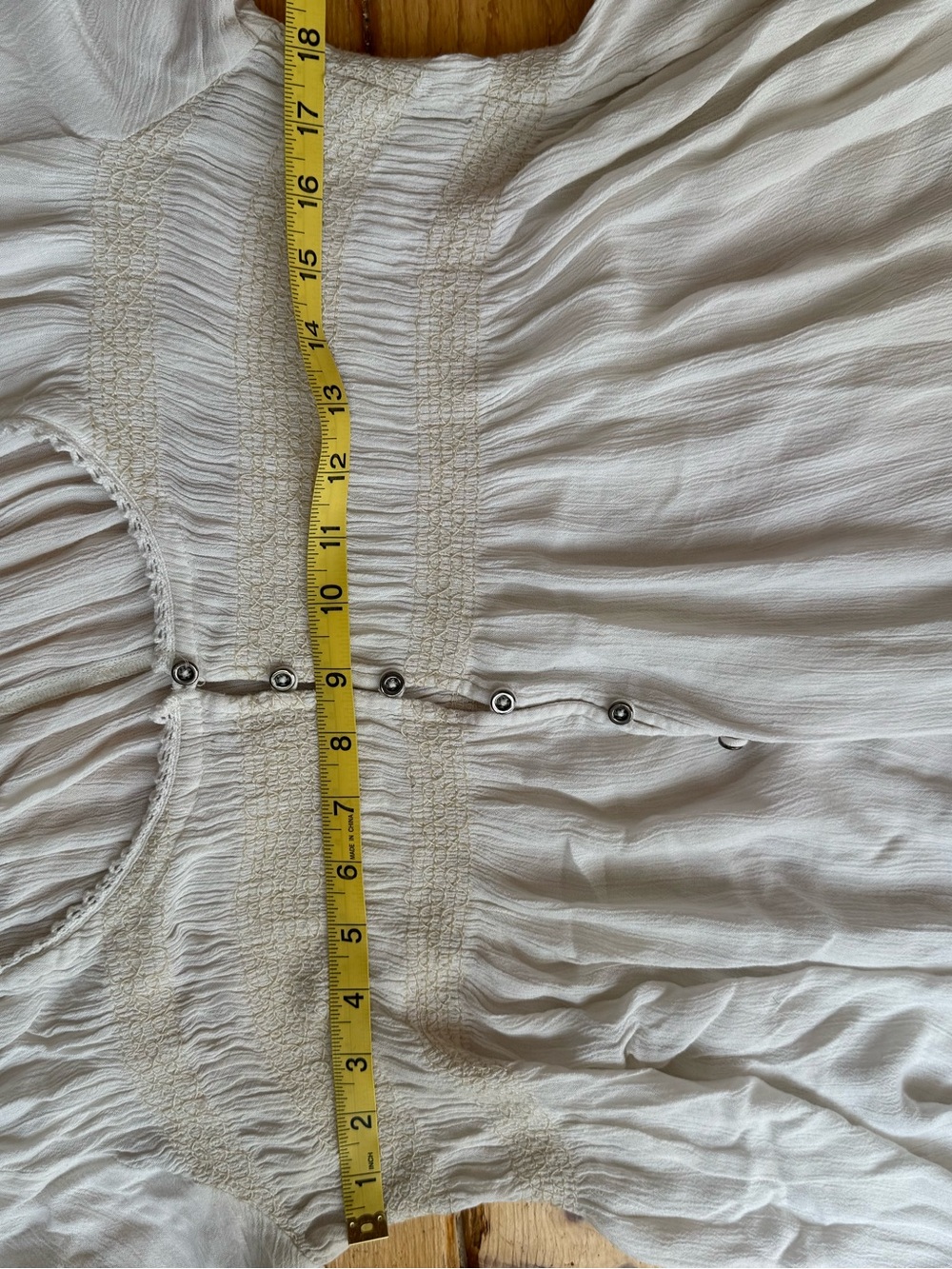 Free People Smocked Top Gauze Flowy Oversized Tunic Ivory Large Boho - Picture 9 of 10